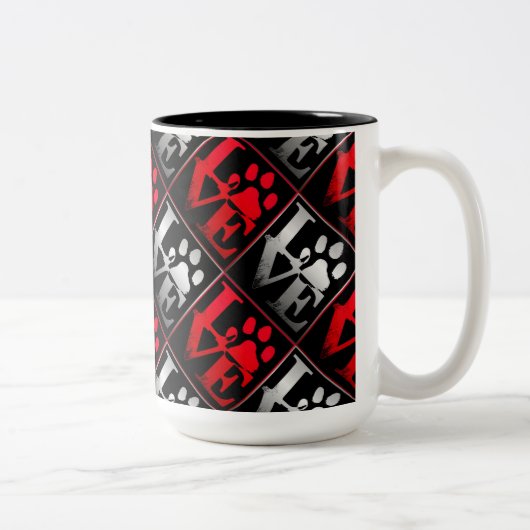 Muster für rote und silberne Lieben Zweifarbige Tasse (Rechts)