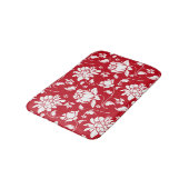 Muster für rote und weiße Flora-Damasken Badematte (Schrägansicht)