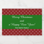 Muster für rote und weiße Schneeflocken Lebensmitteletikett (Einzelnes Label)