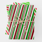 Muster für rote, weiße, grüne Weihnachtsstreifen Geschenkpapier Set (Beispiel)
