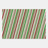 Muster für rote, weiße, grüne Weihnachtsstreifen Geschenkpapier Set (Vorderseite)