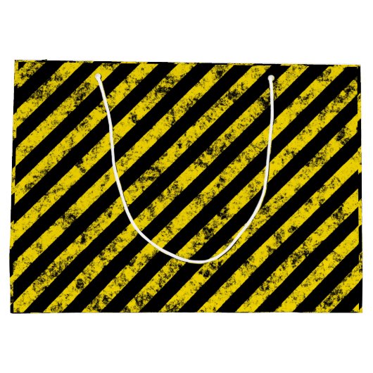 Muster für schwarz-gelbe Grunge-Vorsichtsstreifen Große Geschenktüte (Rückseite)