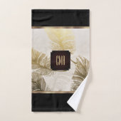 Muster für Schwarz, Gold und Braun - Monogramm Badhandtuch Set (Handtuch)