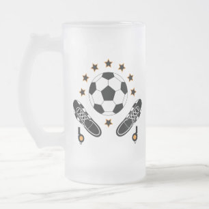 Muster für Schwarz-Weiß-Fußball-Sportgeräte Mattglas Bierglas