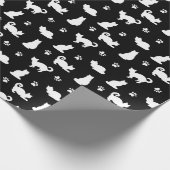Muster für Schwarz-Weiß-Katzen und Paw-Drucke Geschenkpapier (Ecke)