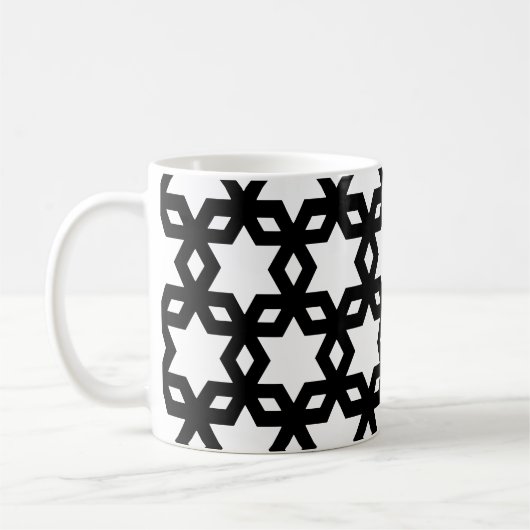 Muster für Schwarz-weiße geometrische Coole Sterne Kaffeetasse (Links)
