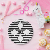 Muster für Schwarz-weiße, geometrische Streifen Pappteller (Party)