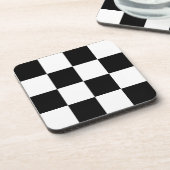 Muster für Schwarz-weiße geprüfte Karo Getränkeuntersetzer (Linke Seite)