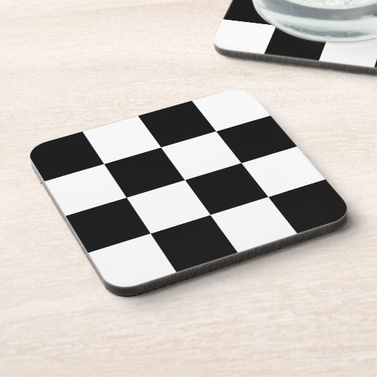 Muster für Schwarz-weiße geprüfte Karo Getränkeuntersetzer (Linke Seite)