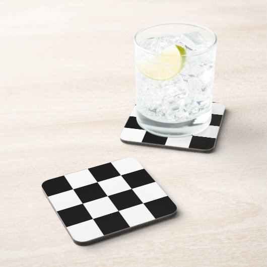Muster für Schwarz-weiße geprüfte Karo Getränkeuntersetzer (Rechte Seite)