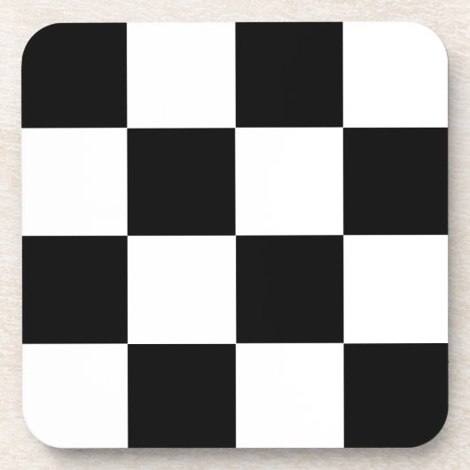 Muster für Schwarz-weiße geprüfte Karo Getränkeuntersetzer (Vorderseite)