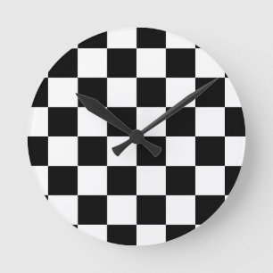 Muster für Schwarz-weiße geprüfte Karo Runde Wanduhr