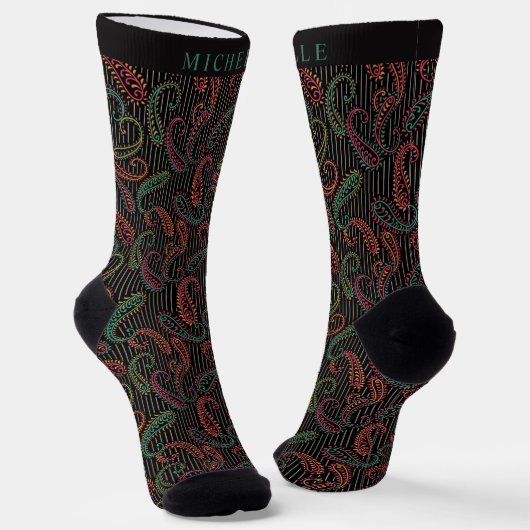 Muster für Schwarz-weiße Streifen Paisley Socken (Gewinkelt)