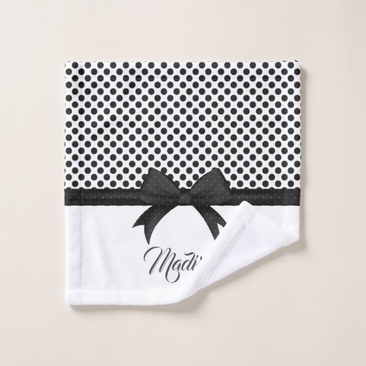 Muster für schwarze Bögen und Punkte Badhandtuch Set (Waschlappen)