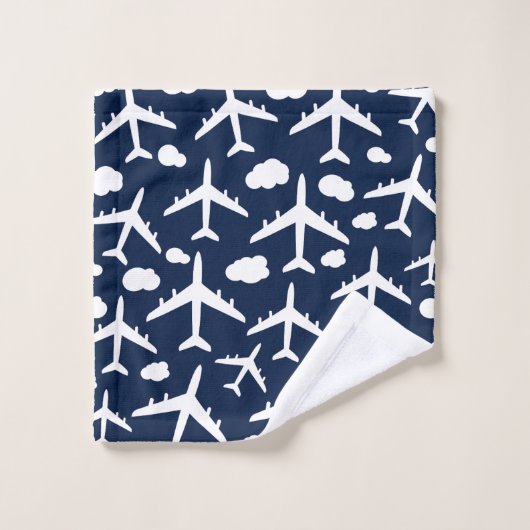 Muster für schwarze Flugzeuge Badhandtuch Set (Waschlappen)