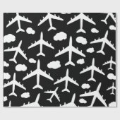 Muster für schwarze Flugzeuge Geschenkpapier (Flach)