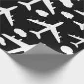 Muster für schwarze Flugzeuge Geschenkpapier (Ecke)