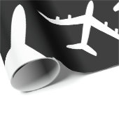 Muster für schwarze Flugzeuge Geschenkpapier (Rolleneckpunkt)