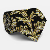 Muster für schwarze Gold- und Diamantdüstern Krawatte (Gerollt)