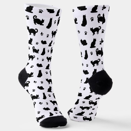 Muster für schwarze Katzen und Paw Socken (Gewinkelt)