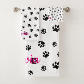 Muster für schwarze Paws Badhandtuch Set (Insitu)