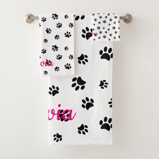 Muster für schwarze Paws Badhandtuch Set (Insitu)