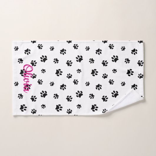 Muster für schwarze Paws Badhandtuch Set (Handtuch)