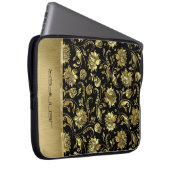Muster für schwarze und goldene Damasken mit Monog Laptopschutzhülle (Vorne Rechts)