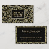 Muster für schwarze und goldene florale Damaskus Visitenkarte (Vorne/Hinten)
