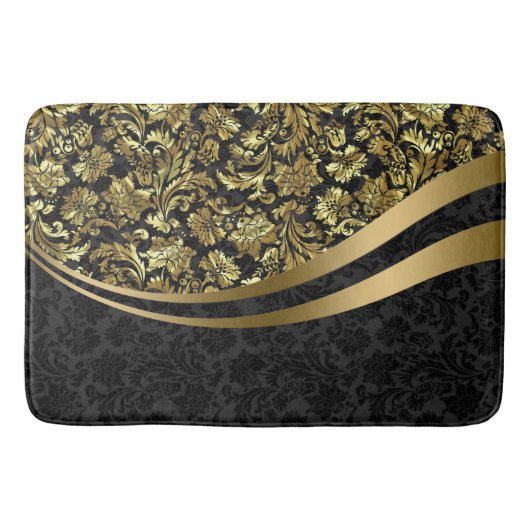 Muster für schwarze und goldfarbene Damaskus Badematte (Vorderseite)