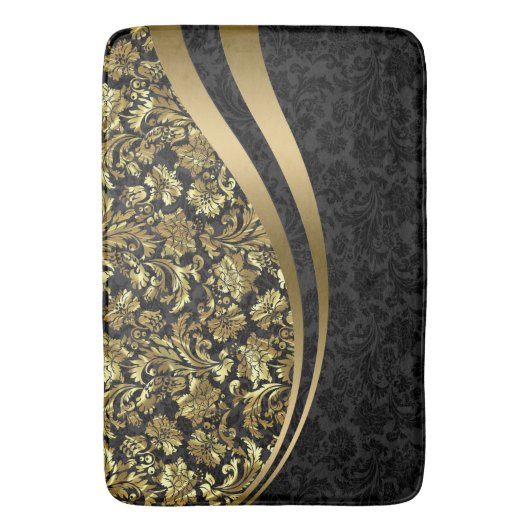 Muster für schwarze und goldfarbene Damaskus Badematte (Vorderseite Vertikal)