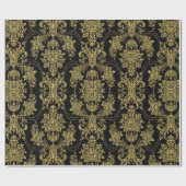 Muster für schwarze und metallische goldfarbene Da Geschenkpapier (Flach)