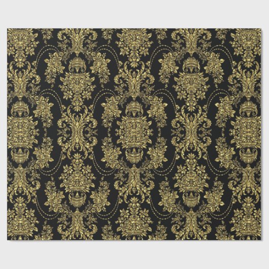 Muster für schwarze und metallische goldfarbene Da Geschenkpapier (Flach)