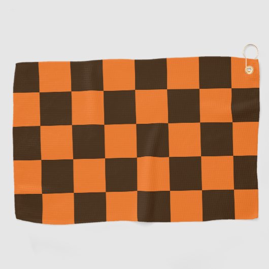 Muster für schwarze und orange eckige Quadrate Golfhandtuch (Horizontal)