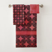 Muster für schwarze und rote Diamantketten Badhandtuch Set (Insitu)