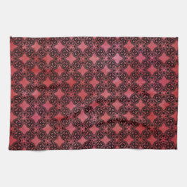 Muster für schwarze und rote Diamantketten Geschirrtuch