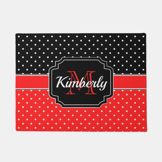 Muster für schwarze und rote Punkte Fußmatte (Vorderseite)