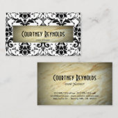 Muster für schwarze und weiße Damaskus im Retro-De Visitenkarte (Vorne/Hinten)