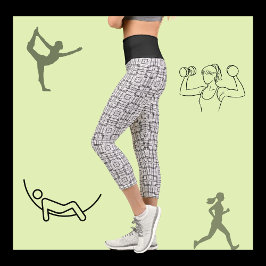 Muster für schwarze und weiße geometrische Quadrat Capri Leggings