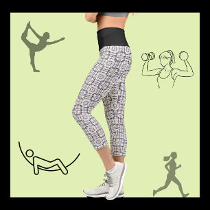 Muster für schwarze und weiße geometrische Quadrat Capri Leggings
