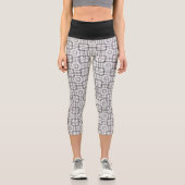 Muster für schwarze und weiße geometrische Quadrat Capri Leggings (Vorderseite)