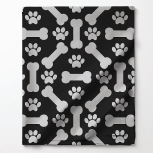 Muster für schwarze und weiße Hundeknochen und Paw Stoff