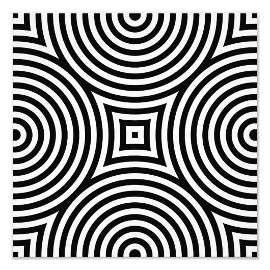 Muster für schwarze und weiße konzentrische Kreise Fotodruck (Vorne)