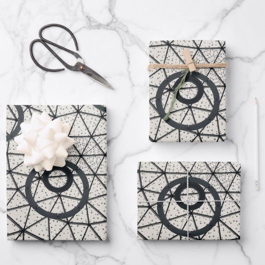Muster für schwarze und weiße Kreise Geschenkpapier Set (Vorderseite)