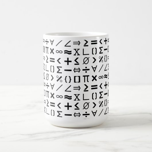 Muster für schwarze und weiße Mathematik-Zeichen u Kaffeetasse (Mittel)