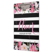 Muster für schwarze und weiße Streifen, Blumenstra Klemmbrett (Links)