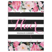 Muster für schwarze und weiße Streifen, Blumenstra Klemmbrett (Rückseite)