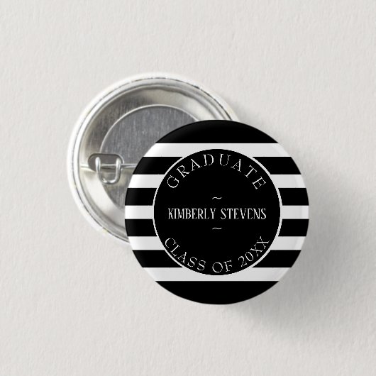 Muster für schwarze und weiße Streifen Button (Vorne & Hinten)