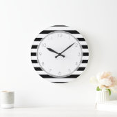 Muster für schwarze und weiße Streifen Große Wanduhr (Zuhause)