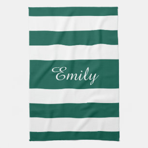 Muster für schwarze und weiße Streifen Name Geschirrtuch